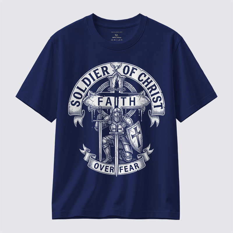 Soldier of Christ Jesus God Christian Cotton T-Shirt