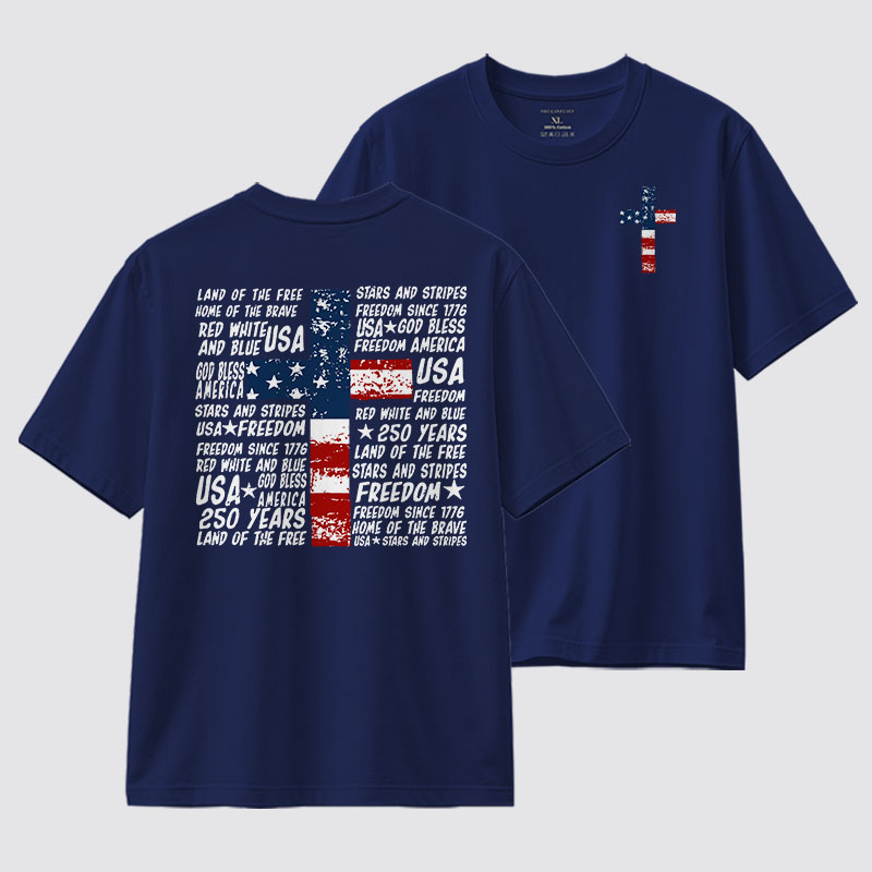 God Bless Land Of The Free Jesus God Christian Cotton T-Shirt