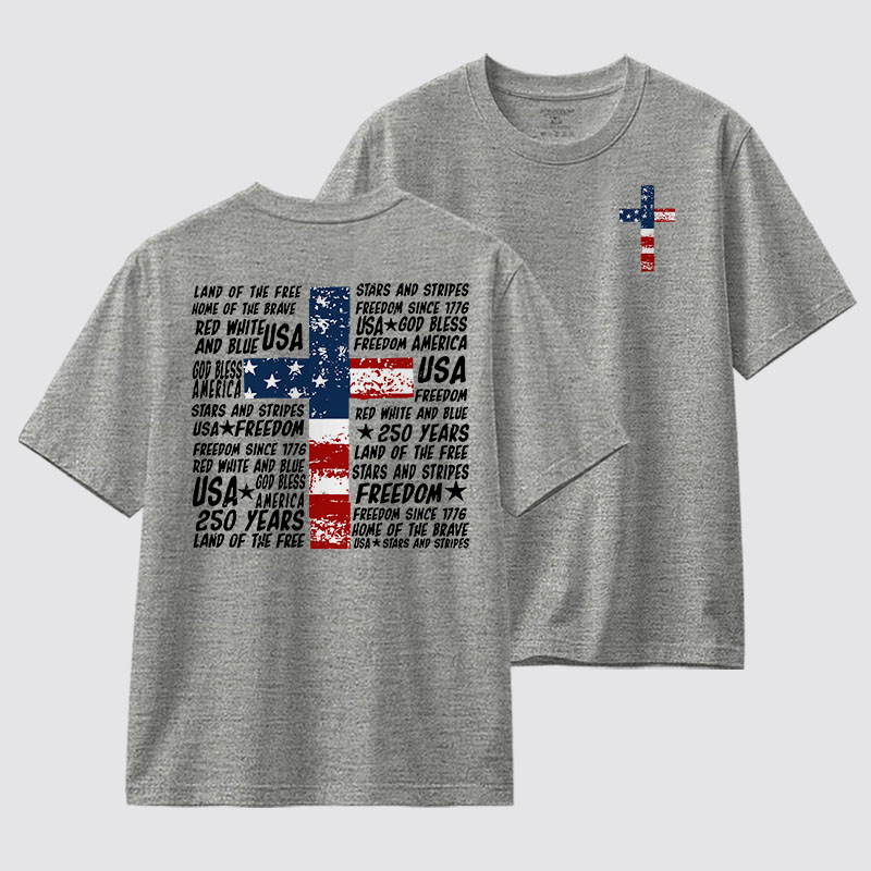 God Bless Land Of The Free Jesus God Christian Cotton T-Shirt