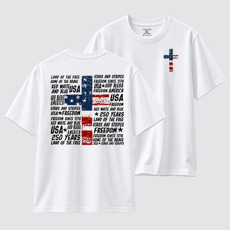 God Bless Land Of The Free Jesus God Christian Cotton T-Shirt