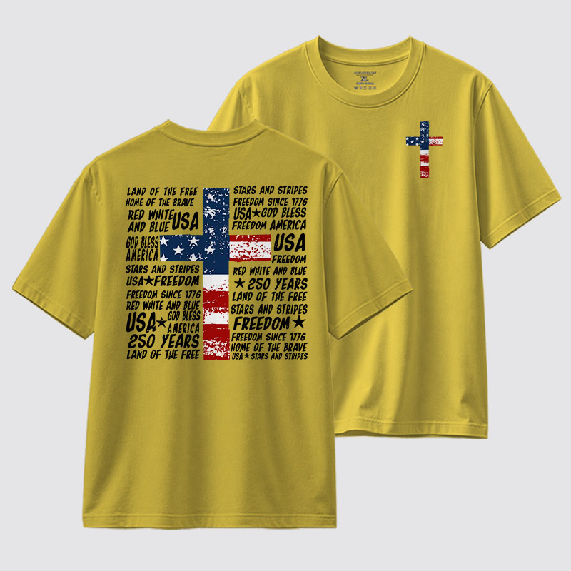 God Bless Land Of The Free Jesus God Christian Cotton T-Shirt