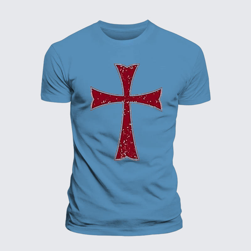 Knights Templar Crusader Cross Jesus God Christian Premium Mercerized Cotton Tee