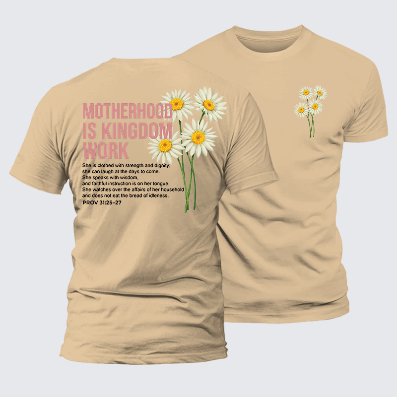 Motherhood Is Kingdom Work Jesus God Christian Premium Mercerized Cotton Tee