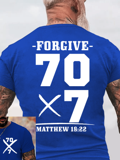 Forgive 70 times 7  Jesus God Christian Cotton T-Shirt