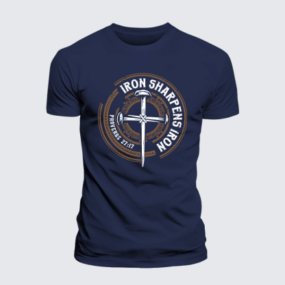 Iron Sharpens Iron - Proverbs 27:17 Jesus God Christian Premium Mercerized Cotton Tee