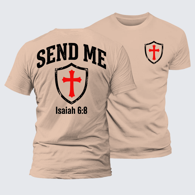 Isaiah 6:8 - SEND ME Jesus God Christian Premium Mercerized Cotton Tee