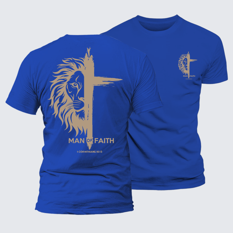 Man of Faith Jesus God Christian Cotton T-Shirt