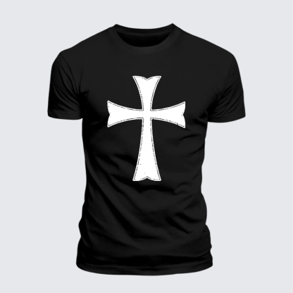 Knights Templar Crusader Cross Jesus God Christian Premium Mercerized Cotton Tee