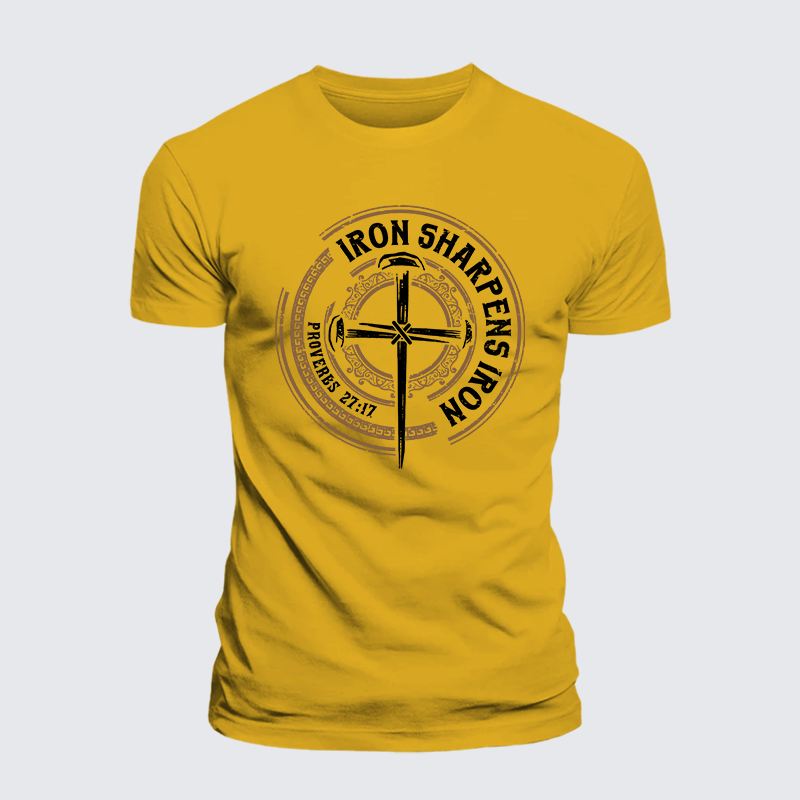 Iron Sharpens Iron - Proverbs 27:17 Jesus God Christian Premium Mercerized Cotton Tee