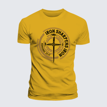 Iron Sharpens Iron - Proverbs 27:17 Jesus God Christian Premium Mercerized Cotton Tee