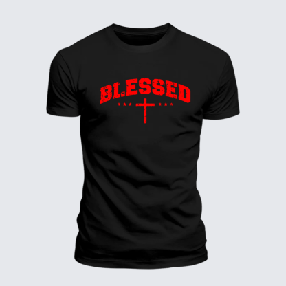 Blessed Cross Jesus God Christian Premium Mercerized Cotton Tee