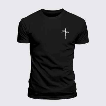 Faith Over Fear Cross Jesus God Christian Premium Mercerized Cotton Tee