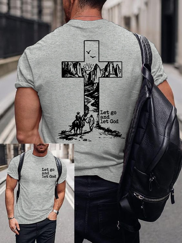 Let Go and Let God Jesus God Christian Cotton T-Shirt