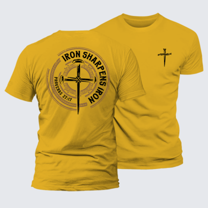 Iron Sharpens Iron - Proverbs 27:17 Jesus God Christian Premium Mercerized Cotton Tee