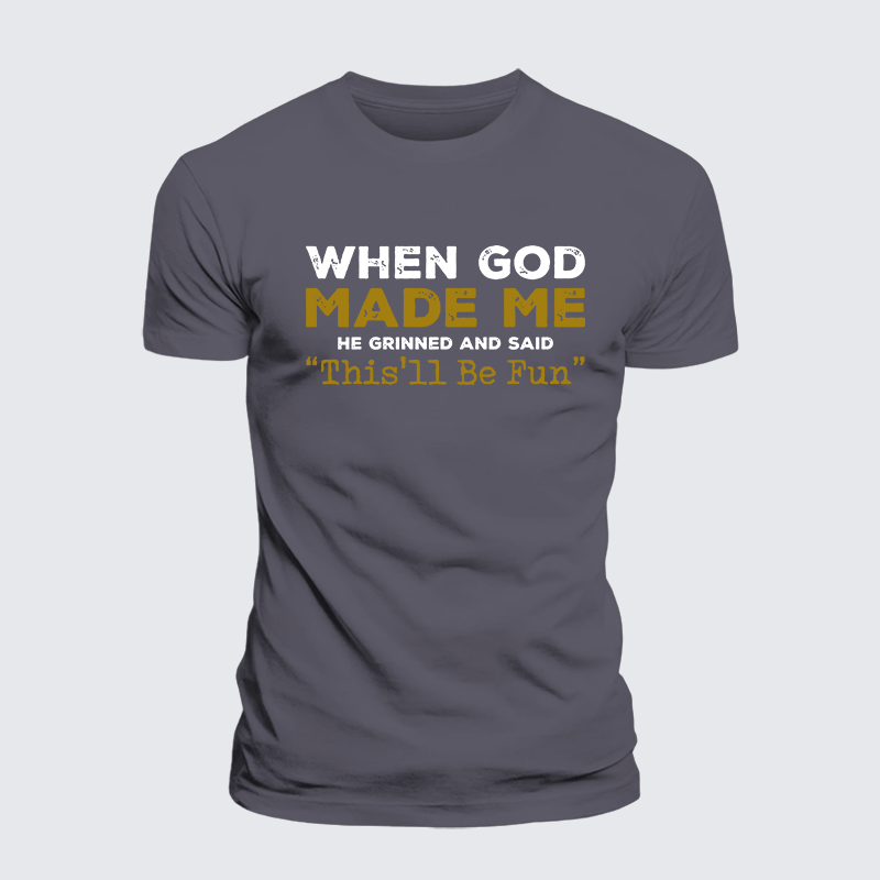 When God Made Me Jesus God Christian Premium Mercerized Cotton Tee