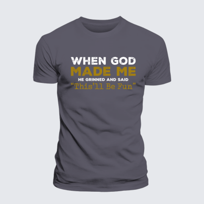 When God Made Me Jesus God Christian Premium Mercerized Cotton Tee