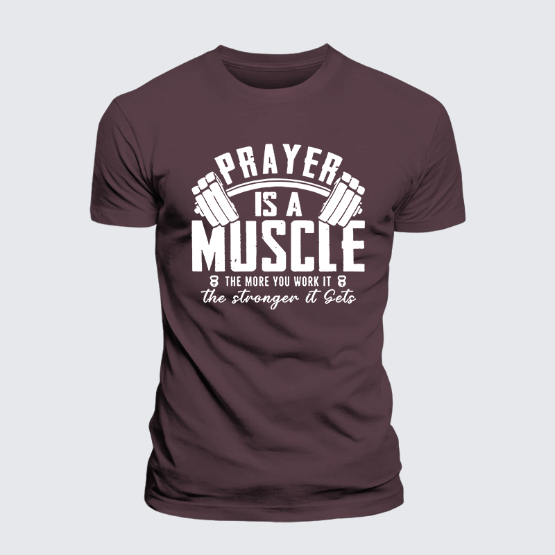 Prayer Is A Muscle Cross Jesus God Christian Premium Mercerized Cotton Tee