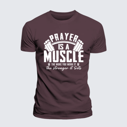 Prayer Is A Muscle Cross Jesus God Christian Premium Mercerized Cotton Tee