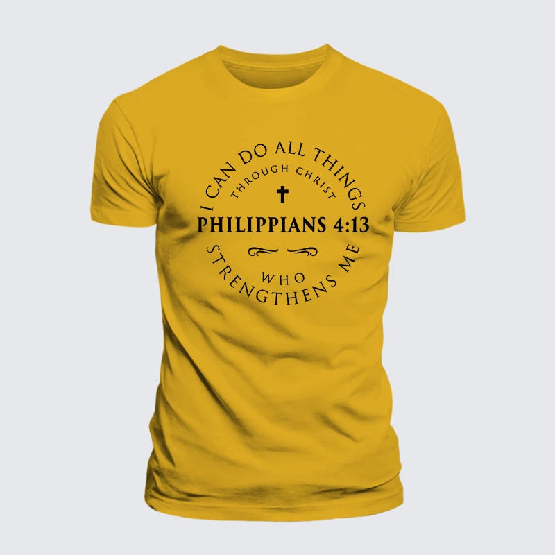 Philippians 4:13 Jesus God Christian Premium Mercerized Cotton Tee