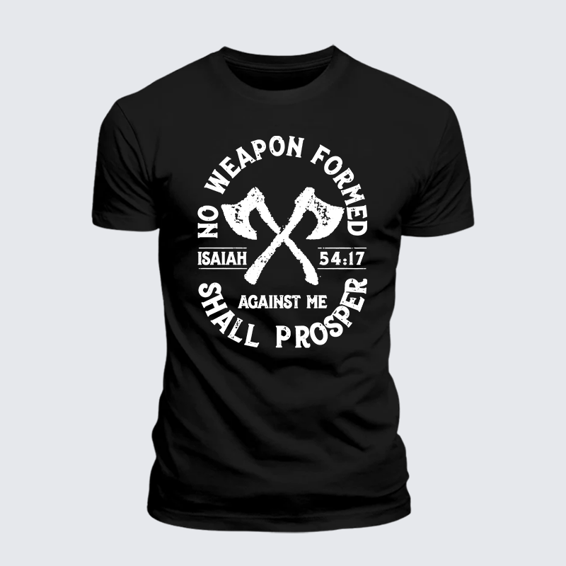 No Weapon Formed Shall Prosper - Isaiah 54:17  Jesus God Christian Premium Mercerized Cotton Tee