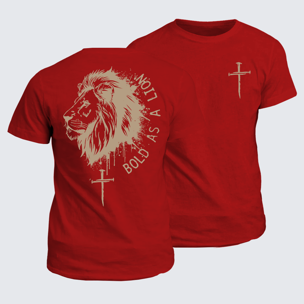 Bold as a Lion Jesus God Christian Cotton T-Shirt