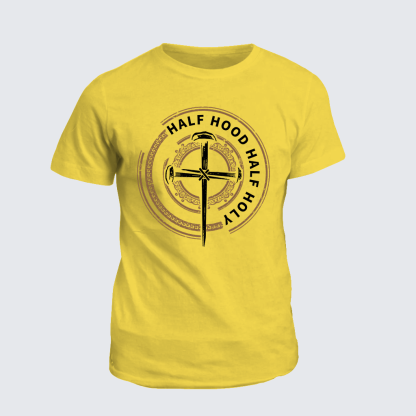 Half Hood Half Holy That Means Pray With Me Don't Play With Me Jesus God Christian Cotton T-Shirt