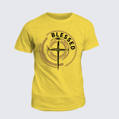 Blessed Cross  Jesus God Christian Cotton T-Shirt