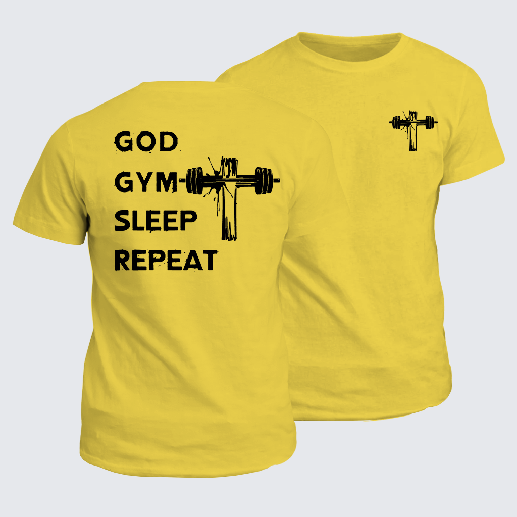 God Gym Sleep Repeat Jesus God Christian Cotton T-Shirt