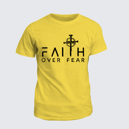 Faith Over Fear Faith Cross Jesus God Christian Cotton T-Shirt