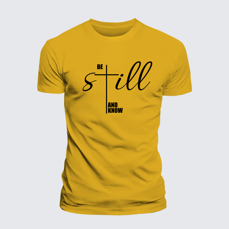 Be Still And Know Cross Jesus God Christian Premium Mercerized Cotton Tee