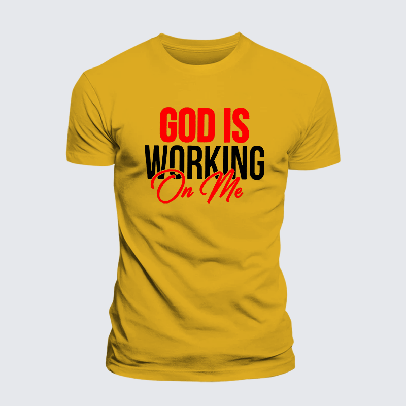 God Is Working On Me Jesus God Christian Premium Mercerized Cotton Tee
