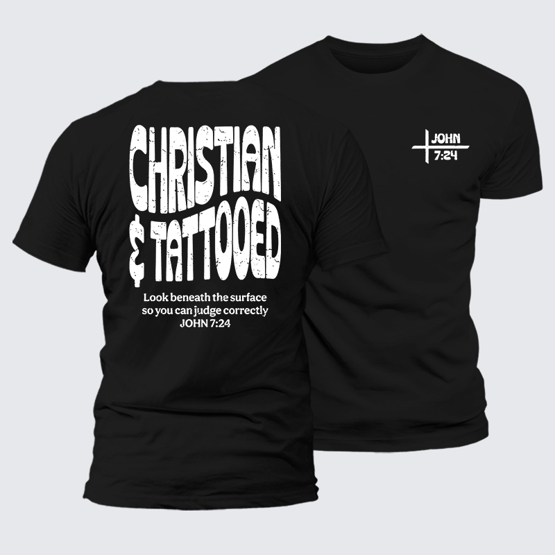 Christian & Tattooed Jesus God Christian Premium Mercerized Cotton Tee
