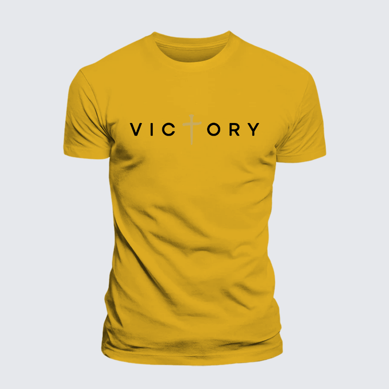 Victory Cross Jesus God Christian Premium Mercerized Cotton Tee