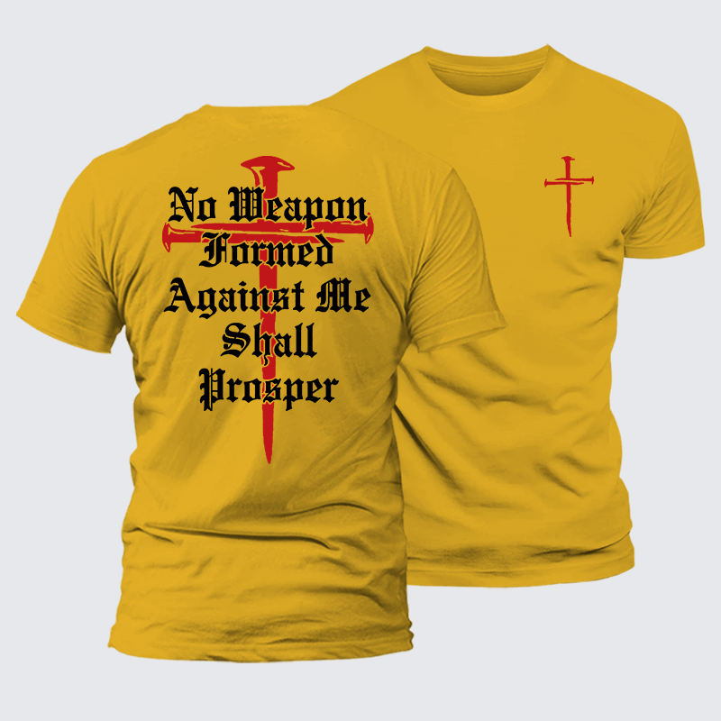 No Weapon Formed Against Me Shall Prosper Jesus God Christian Premium Mercerized Cotton Tee