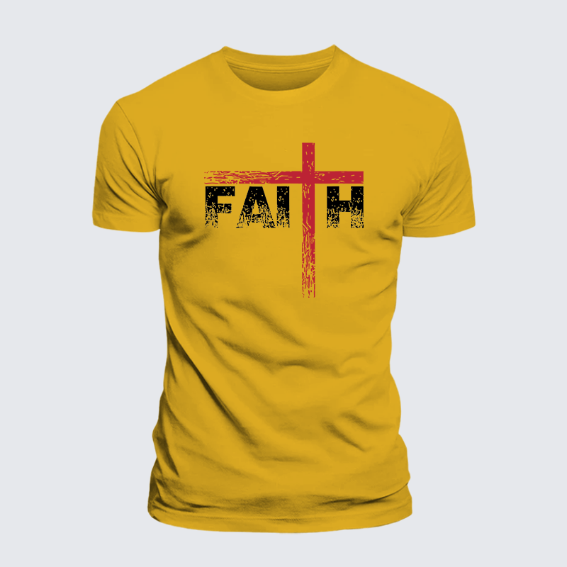 Faith Cross Jesus God Christian Premium Mercerized Cotton Tee