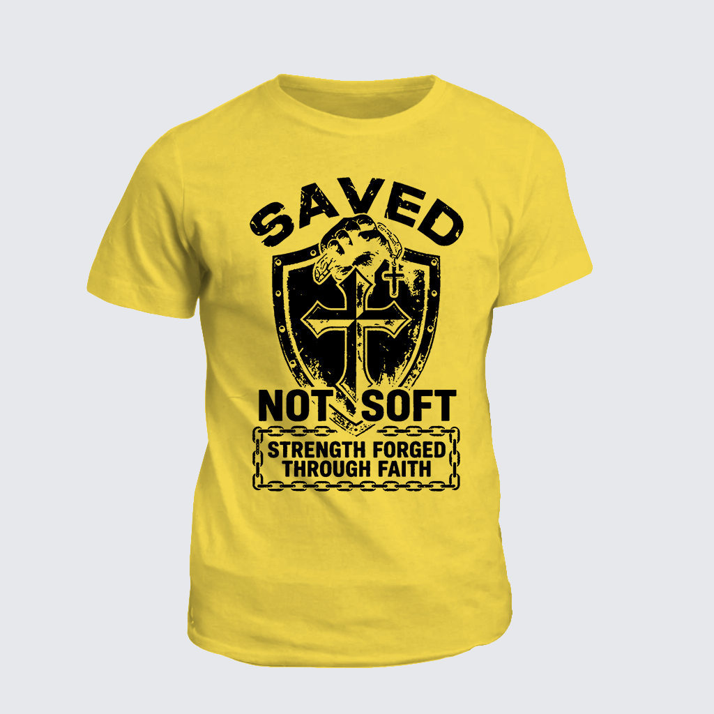 Saved Not Soft Jesus God Christian Cotton T-Shirt