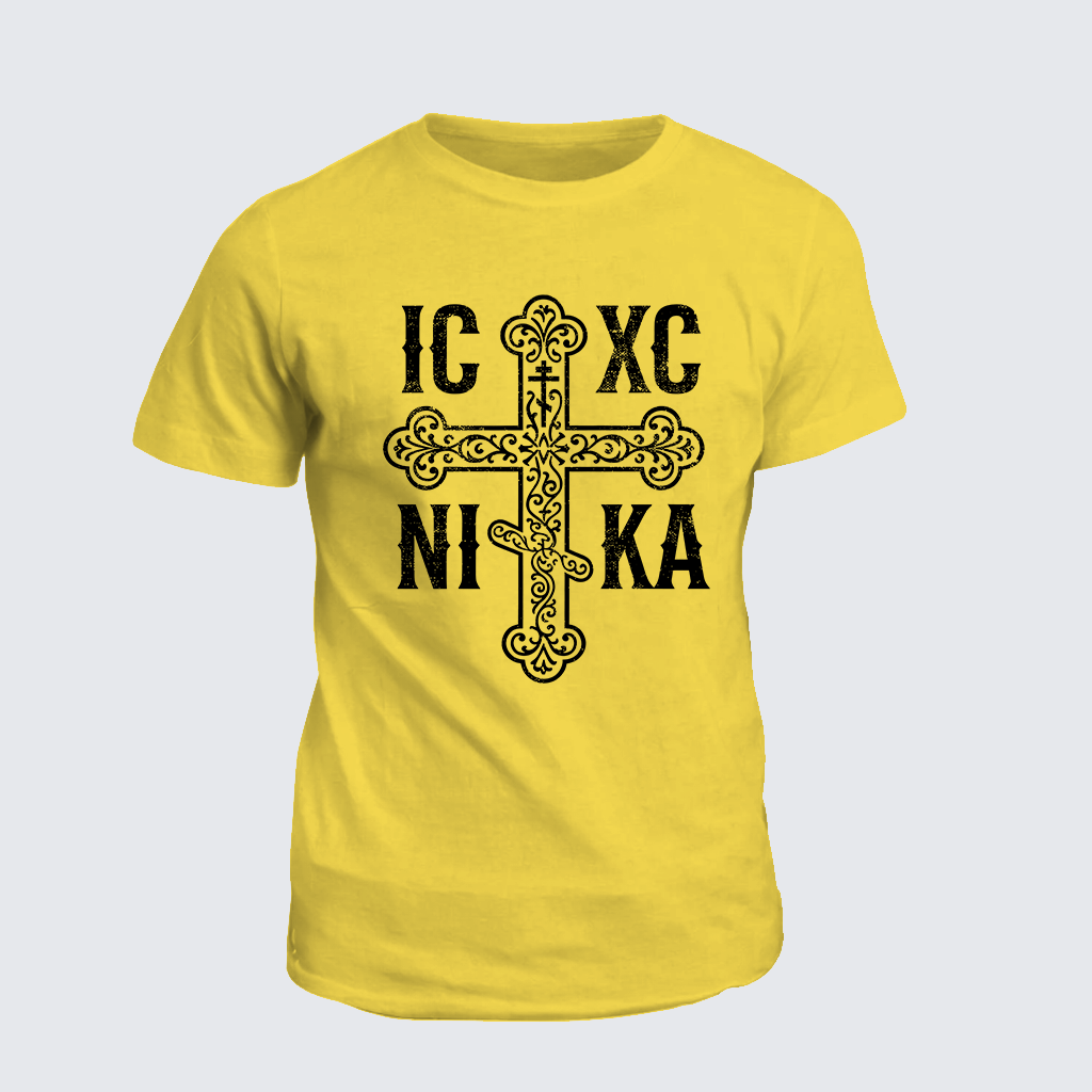  Eastern Orthodox Cross Jesus God Christian Cotton T-Shirt