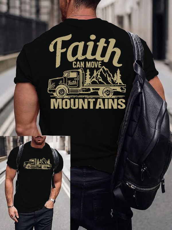 Faith Can Move Mountains Jesus God Christian Cotton T-Shirt