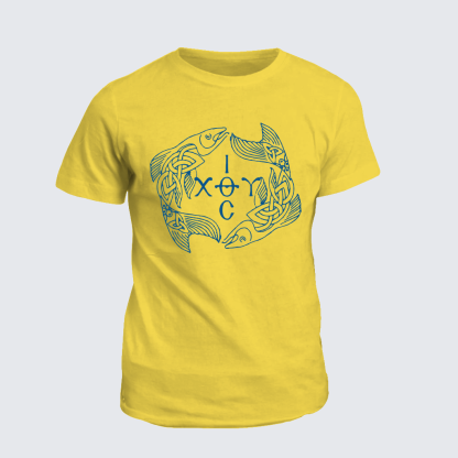 Celtic Ichthys Fish Jesus God Christian Cotton T-Shirt