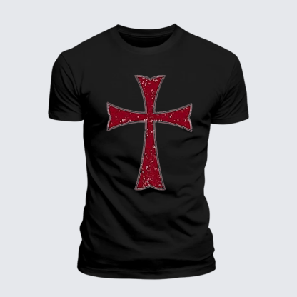 Knights Templar Crusader Cross Jesus God Christian Premium Mercerized Cotton Tee