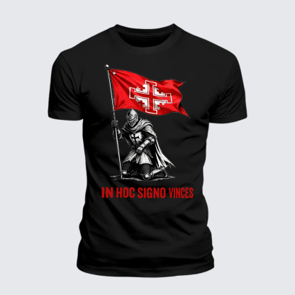 In Hoc Signo Vinces Jesus God Christian Premium Mercerized Cotton Tee