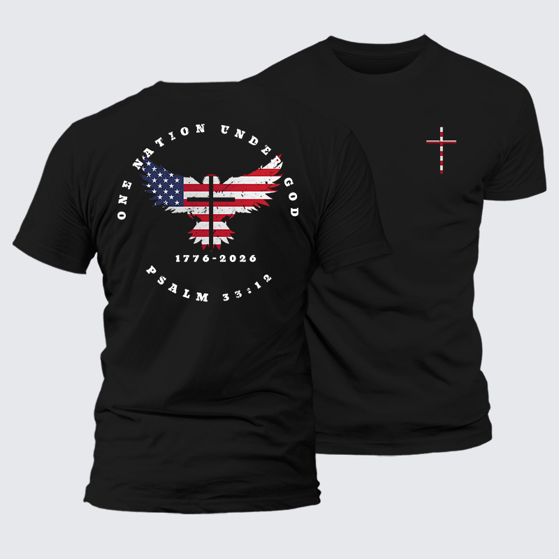 One Nation Under God Jesus God Christian Premium Mercerized Cotton Tee