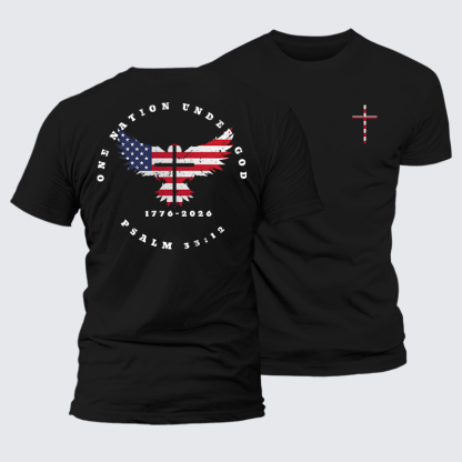 One Nation Under God Jesus God Christian Premium Mercerized Cotton Tee