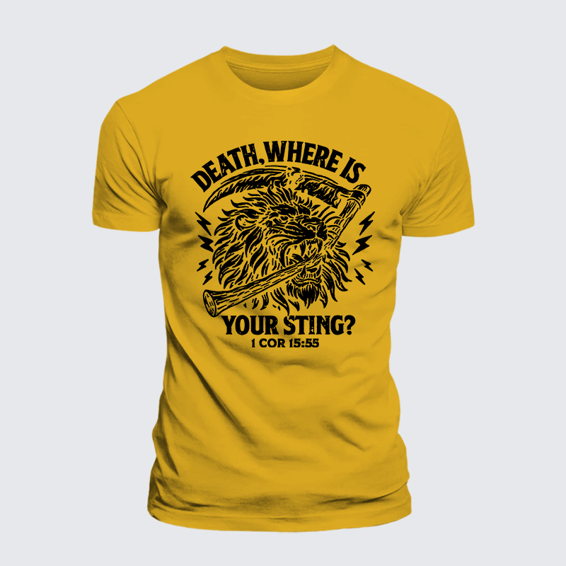 Death, Where is your Sting? - 1 COR 15:55 Jesus God Christian Premium Mercerized Cotton Tee