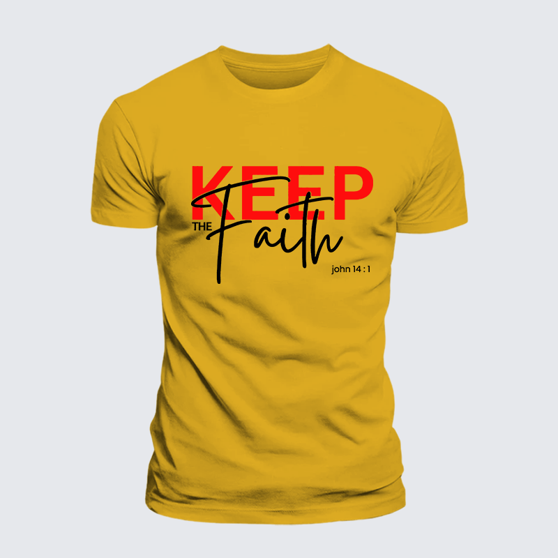 Keep The Faith Jesus God Christian Premium Mercerized Cotton Tee