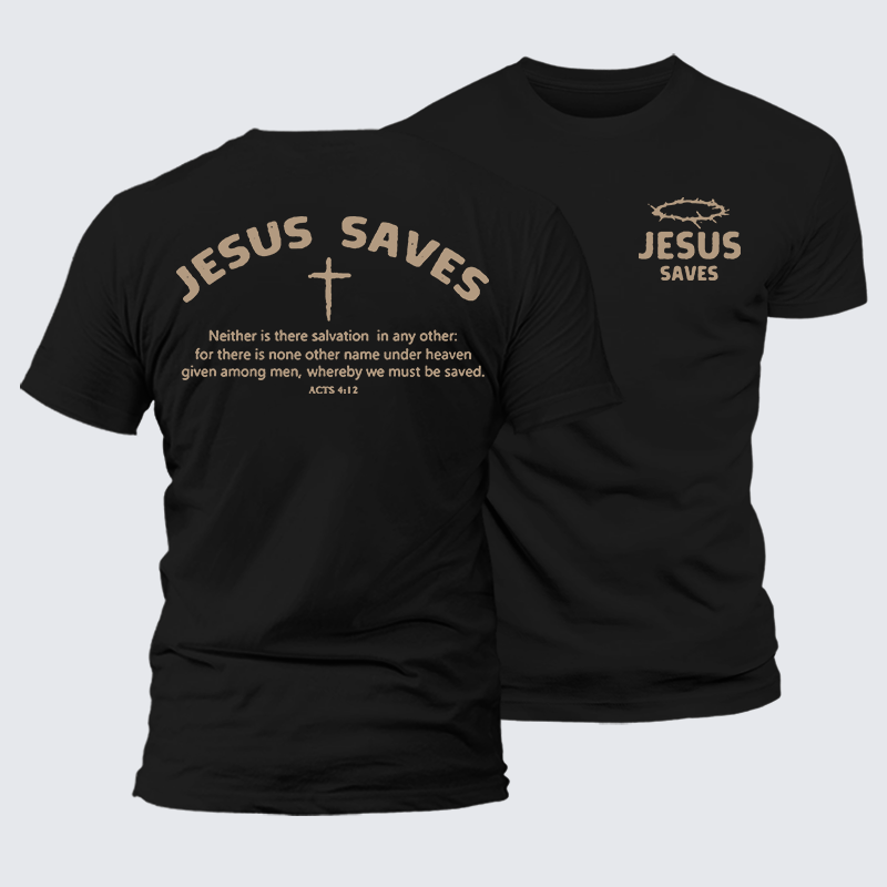 Jesus Saves Jesus God Christian Premium Mercerized Cotton Tee
