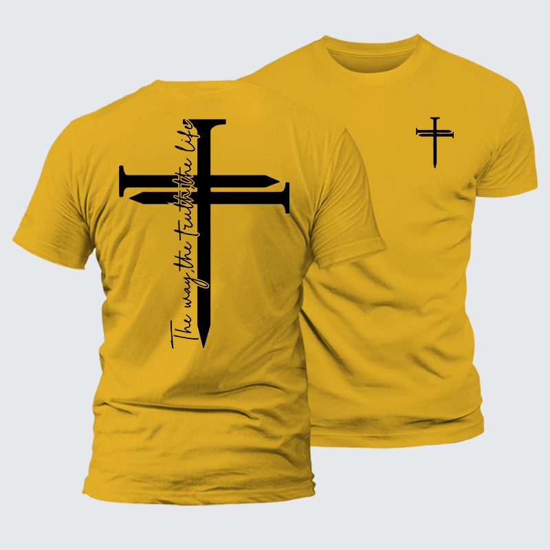 Jesus The Way The Truth The Life Cross Jesus God Christian Premium Mercerized Cotton Tee