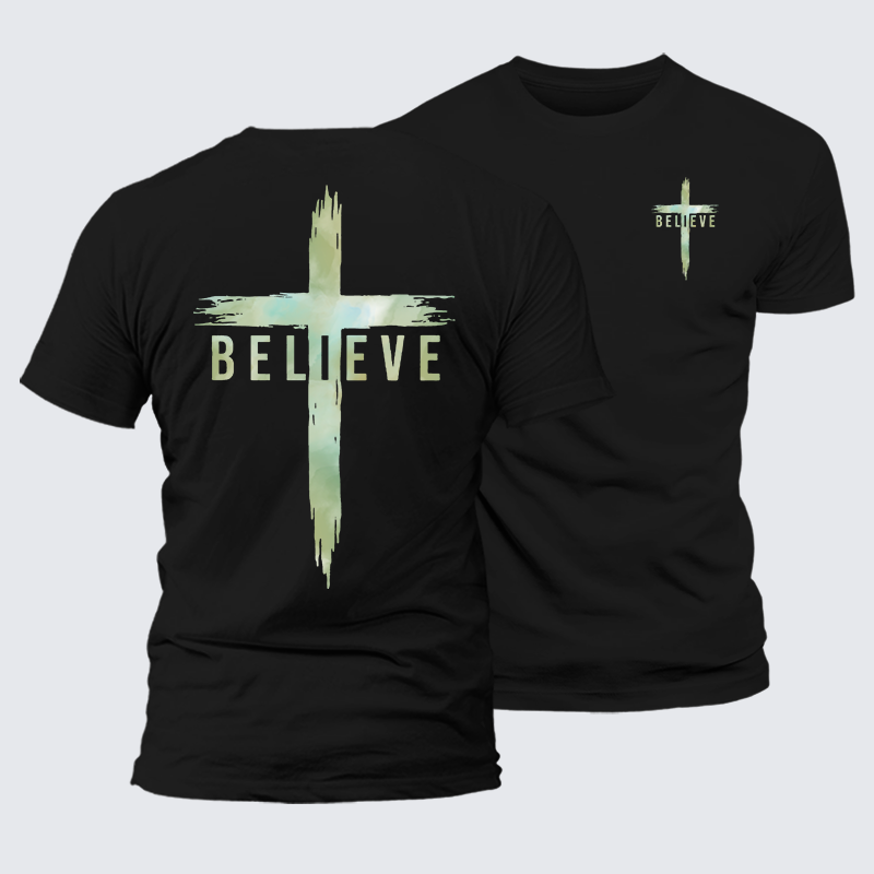 Man Of God Husband Dad Jesus God Christian Cotton T-Shirt