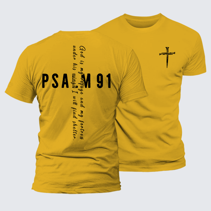 Psalm 91 Jesus God Christian Premium Mercerized Cotton Tee