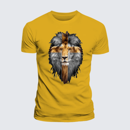 Jesus Lion of Judah Jesus God Christian Premium Mercerized Cotton Tee